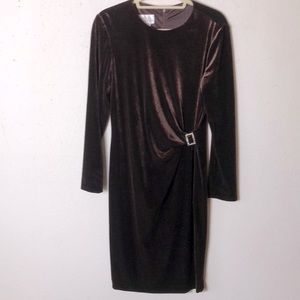 Vintage David Warren Dress Brown Velour Stretch Velvet Glam Party Retro.…